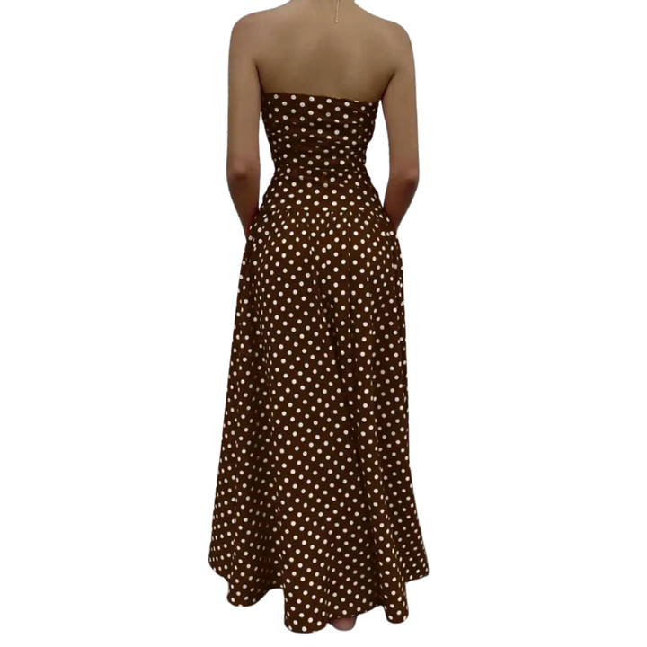 ODETTE™ – Polka Dot Strapless Maxi Dress