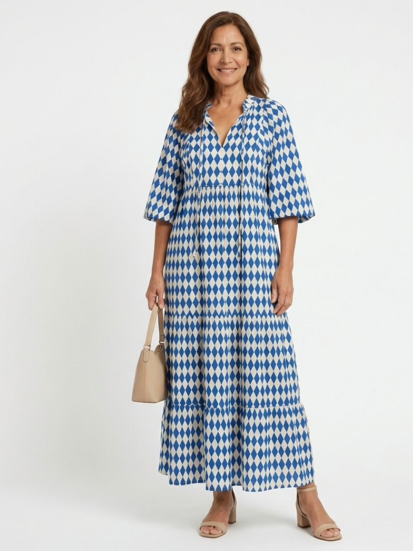 Sara | Diamond Print Maxi Dress