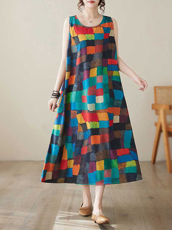 Belle | Dress With Colourful Squares