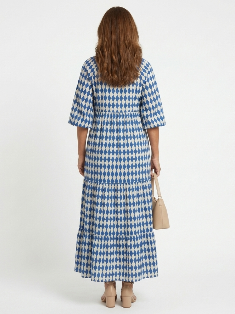 Sara | Diamond Print Maxi Dress