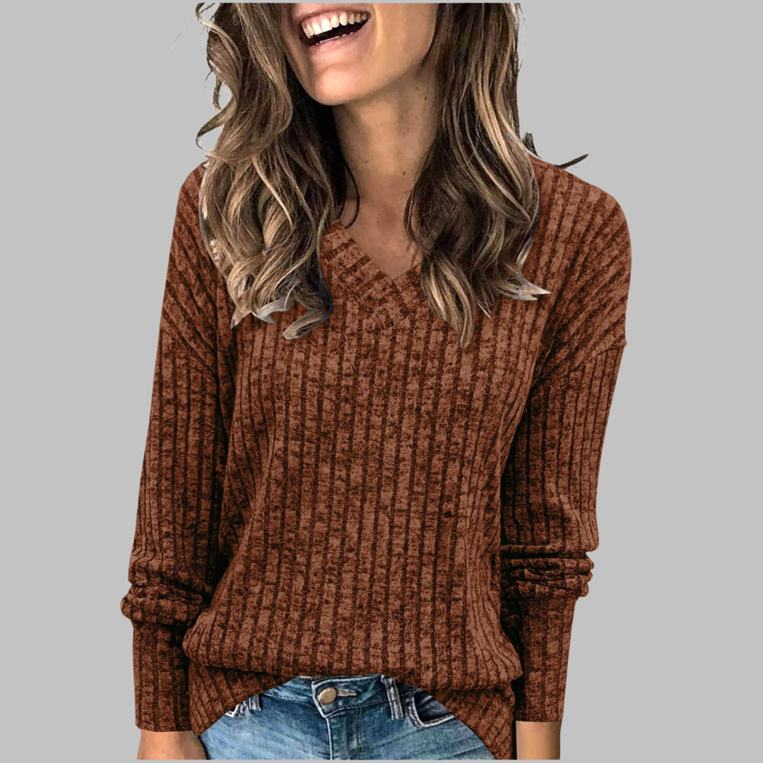 DEMI - Comfy V-Neck Long Sleeve Top