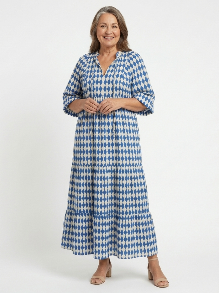Sara | Diamond Print Maxi Dress
