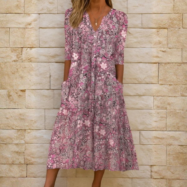 Romi - Elegant Print Midi Dress