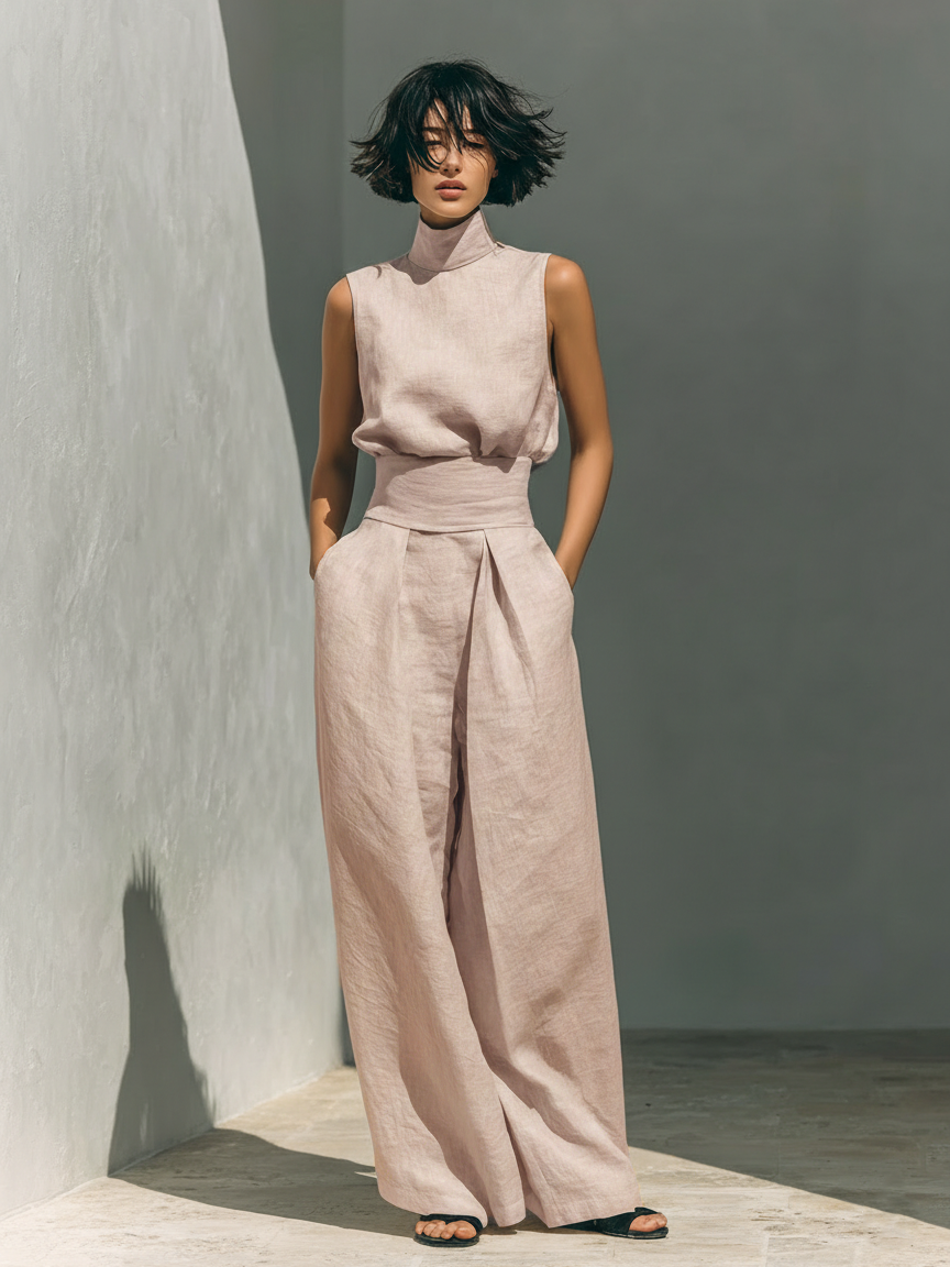 Desiree | Minimalist Tank Top & Wide-Leg Pants Set