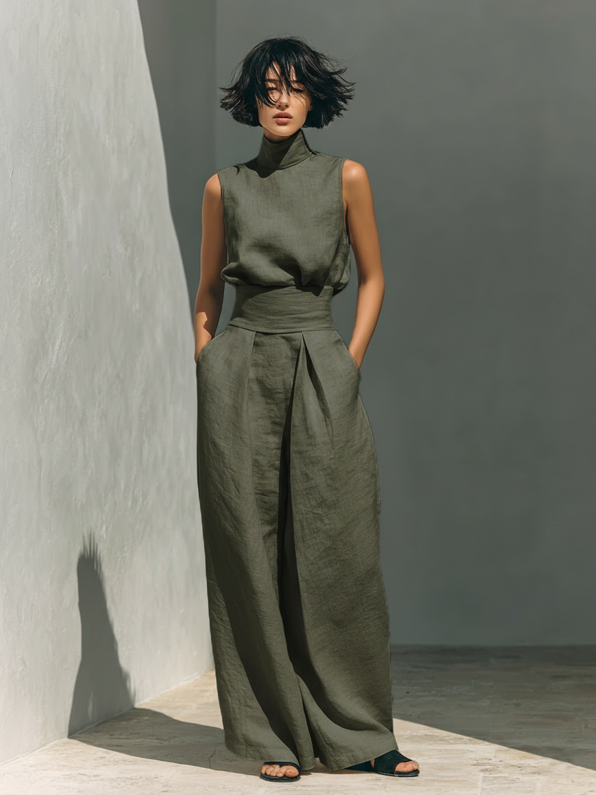 Desiree | Minimalist Tank Top & Wide-Leg Pants Set