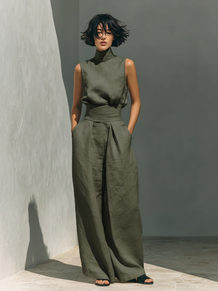 Desiree | Minimalist Tank Top & Wide-Leg Pants Set