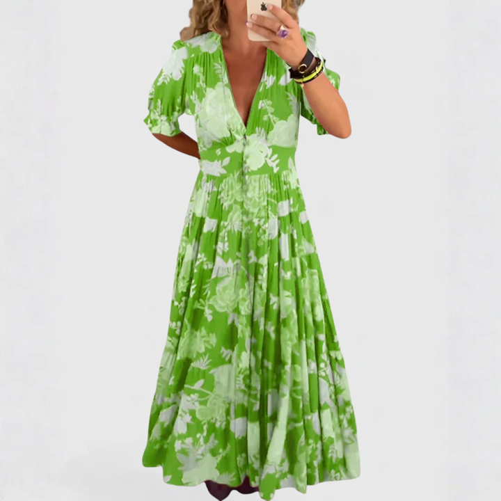 Minelda | Elegant Floral V-neck Dress