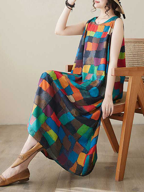 Belle | Dress With Colourful Squares