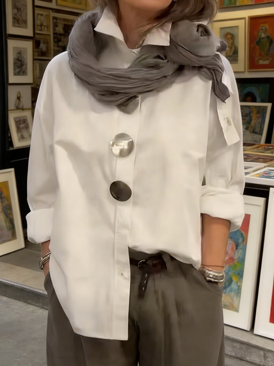 Ava | Stand Collar Button Blouse