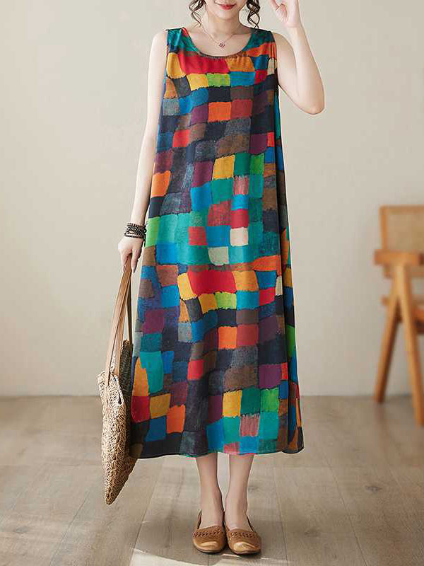 Belle | Dress With Colourful Squares