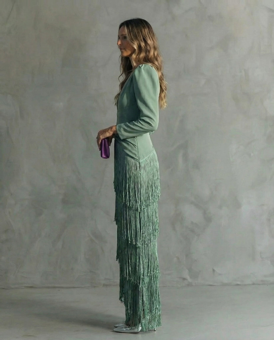 Susie | Elegant Dress with Fringe Sleeves