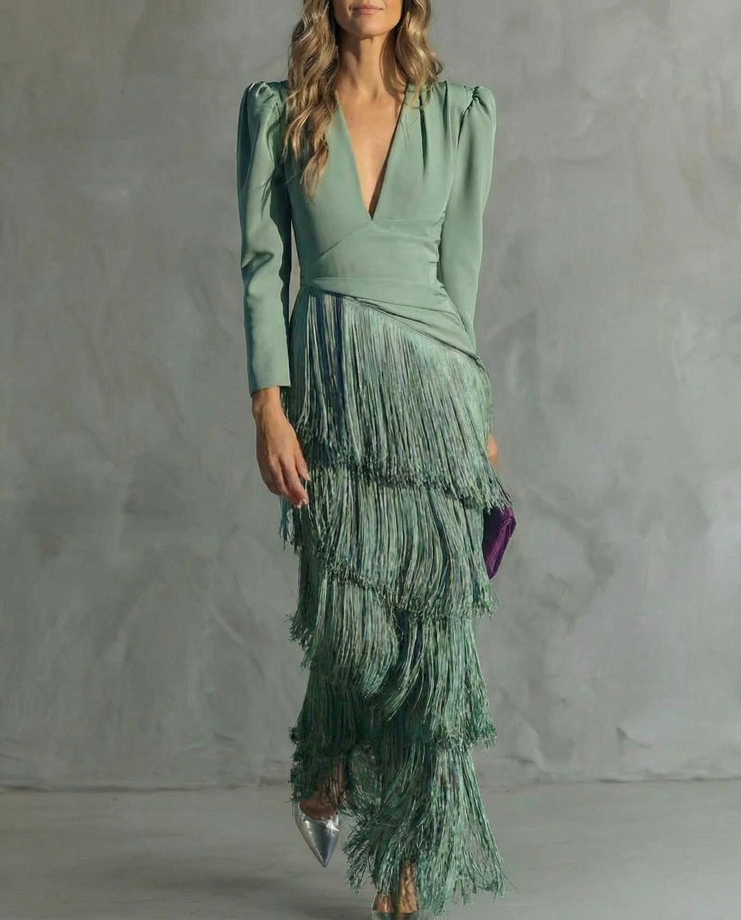 Susie | Elegant Dress with Fringe Sleeves