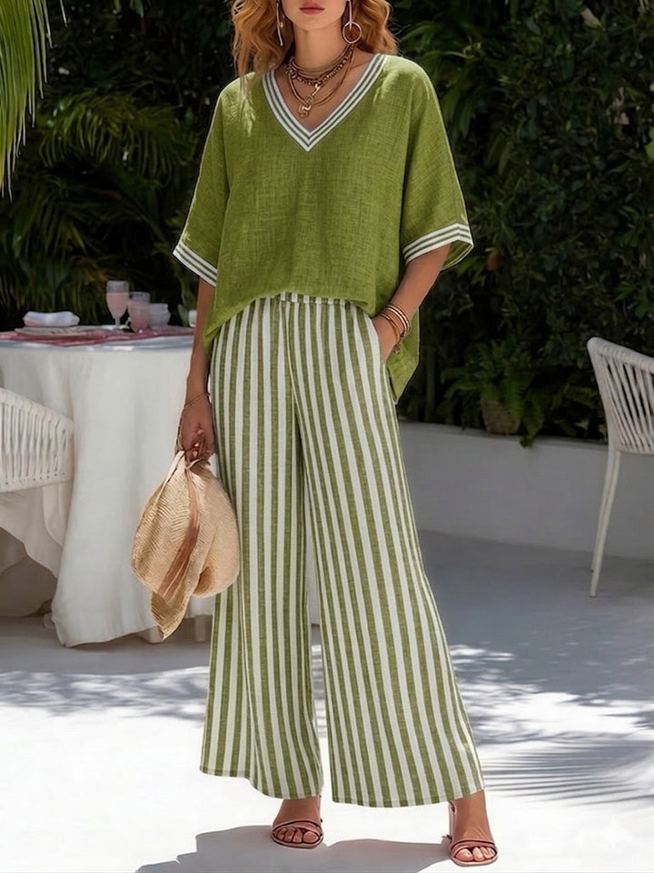 Alur |  Striped Linen Duo Set